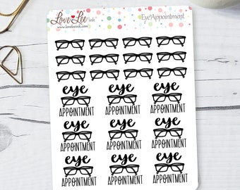 Eye Appointment Planner Stickers - Hand Drawn Stickers - Cute Planner Stickers -  Sticker Sheets - Bullet Journal Stickers