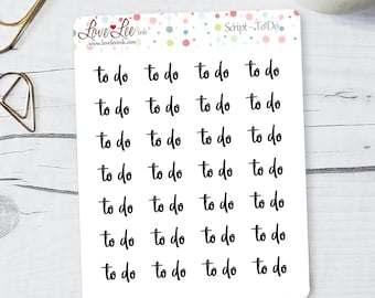 Script Planner Stickers - "To Do" - Hand Drawn Stickers - Cute Planner Stickers -  Sticker Sheets - Bullet Journal Stickers