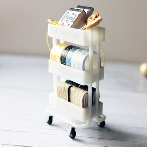ミニユーティリティカートオーナメント（ライトブルー） - ミニプランナーカートオーナメント - プランナーアクセサリー - 3Dプリント - ミニ収納カート - クリスマスオーナメント