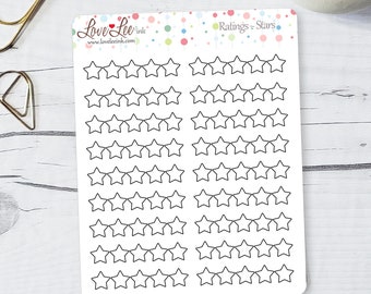 Ratings Planner Stickers - Stars - Hand Drawn Stickers - Cute Planner Stickers -  Sticker Sheets - Bullet Journal Stickers