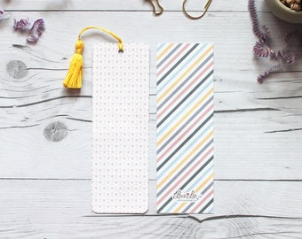 Easter/Spring Floral & Striped Bookmark with Handmade Tassel - Double Sided - Pastel Flowers - Planner Accessories - Bullet Journal