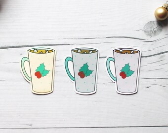 Hot Chocolate Mug Stickers - Hand Drawn Stickers - Cute Winter Mug Stickers - Holographic/Laminated/Vinyl Sticker - Planner Accessories