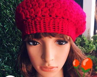 Ladies Handmade Beret Red