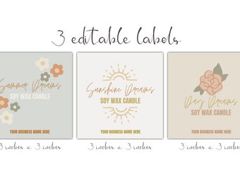 Canva Editable Candle Label | Candle Label Template | Boho Candle Label Template | Product Label for Canva | Small Business Labels