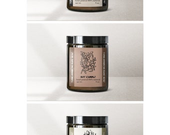 Druckbares Kerzenetikett | Boho Candle Label Template | Bearbeitbares Produktetikett | Kerzen Etikett Vorlage für Canva