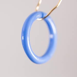 May include: A light blue ceramic ring hanging from a gold hook.