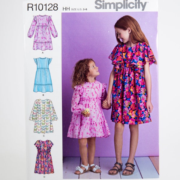 Simplicity girls spring summer dress gown Sewing Pattern #R10128 Sizes HH K5 petite girls 3 4 5 6 7 8 10 12 14