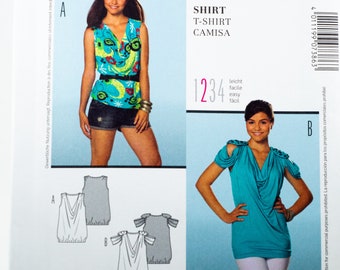 Burda Young shirt blouse top with short sleeves Sewing Pattern #7386 Sizes petite plus womens 8 10 12 14 16 18 20 | Eur 34 36 38 40 42 44 46