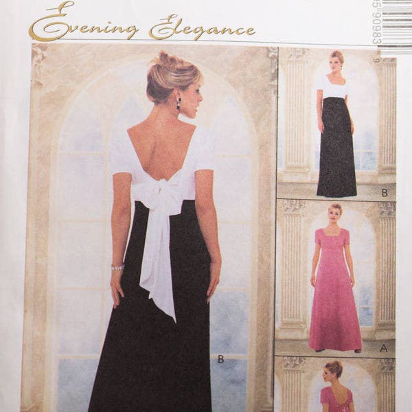 McCall's Womens Formal Ball Gown Dress Sewing Pattern #9098 | Sizes A B C petite plus womens 6 8 10 12 14  | Long Dress Short Sleeves