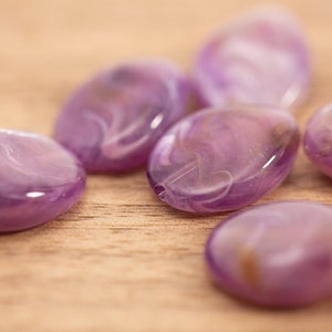 10 count 25mm quality purple violet amethyst translucent vintage plastic smooth oval beads | Statement Jewelry | Chunky | huge