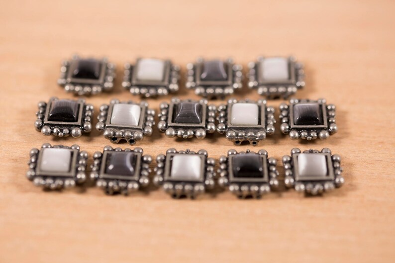 14 count 12mm vintage silver white black colored brass heart shaped collage bracelet charm pendant beads bead double drilled cuff