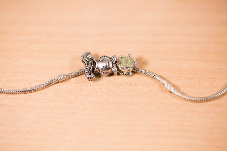 3 count mixed 12mm to 18mm fish turtle seahorse steel shaped beads metallic Jewelry european big hole beads