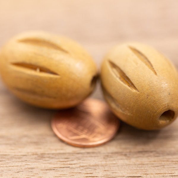 Cuentas de madera tallada y ranurada de 30 mm (2 unidades)
