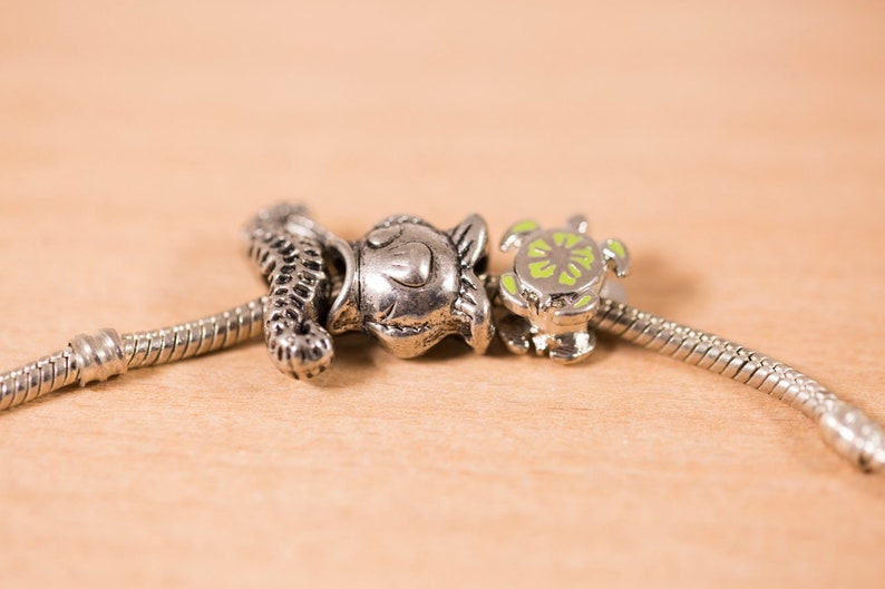 3 count mixed 12mm to 18mm fish turtle seahorse steel shaped beads metallic Jewelry european big hole beads