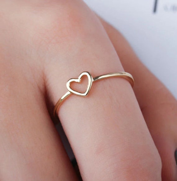 Women s Heart Shaped Ring Gold Etsy