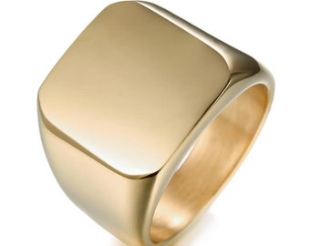 Gold Color Steel Ring - Signet