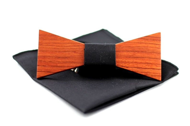 Rosewood Wooden Bow Tie Set Etsy