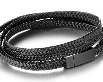 Genuine Leather Bracelet - Black