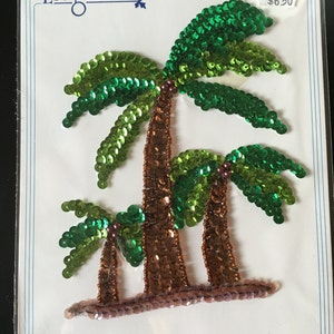 Vintage Palm Trees Sequin Applique