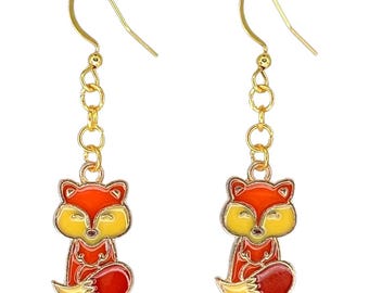 Fox Earrings – Fall Dangle Earrings, Woodland Animal Jewelry Gift for Her