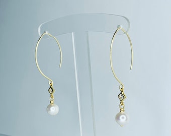 Cultured Pearl and Rhinestone Earrings