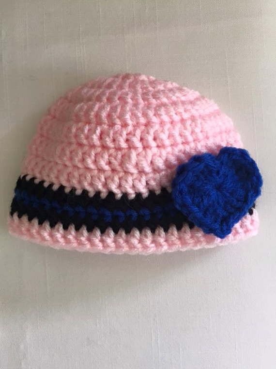 Thin Blue Line Newborn Hat with Heart
