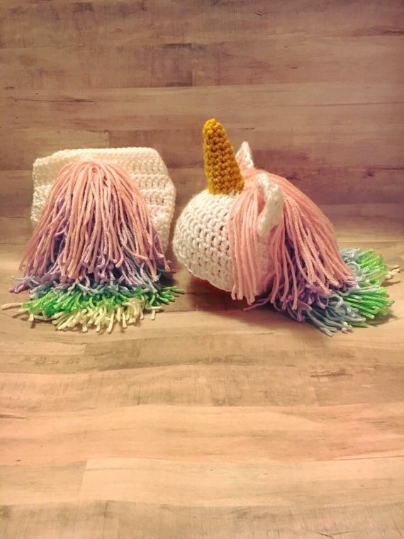 Newborn unicorn hat and diaper cover set