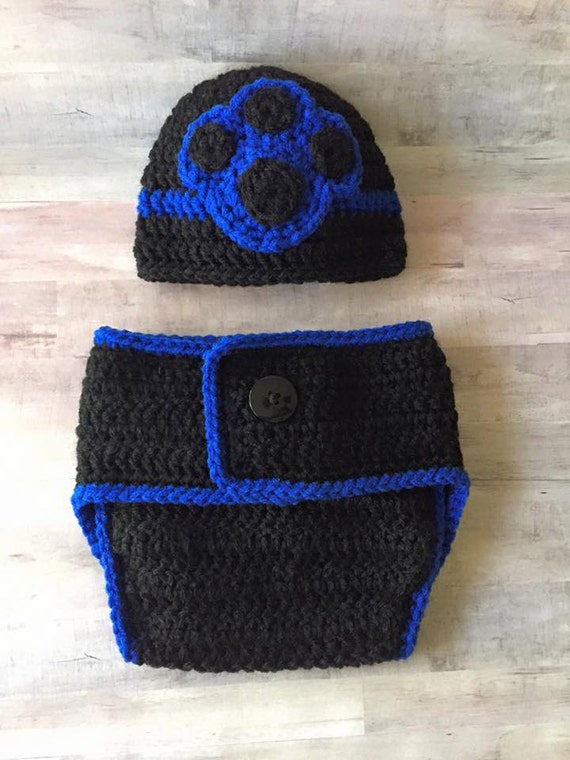 Thin Blue Line Newborn K-9 Diaper Cover and Hat