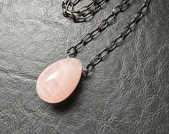 Rose Quartz Yoni Egg Pendant Necklace Ostara healing natural stone witch birthday gift her Easter crystal gemstone feminine love fertility