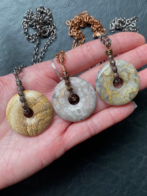 Gemstone donut sale pendants