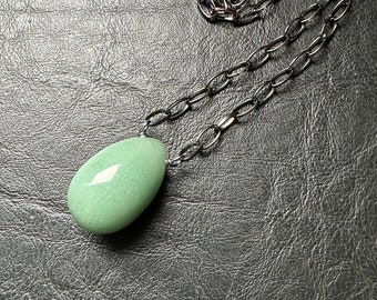 Green Aventurine Yoni Egg Pendant Necklace Ostara healing natural stone witch birthday gift her Easter crystal gemstone feminine love