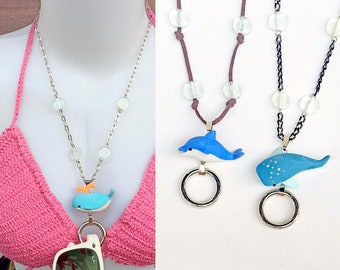 Whale necklace, dolphin necklace, whale shark necklace, glasses ring, toy pendants, sunglass keeper, eyeglasses lanyard, adventure necklace