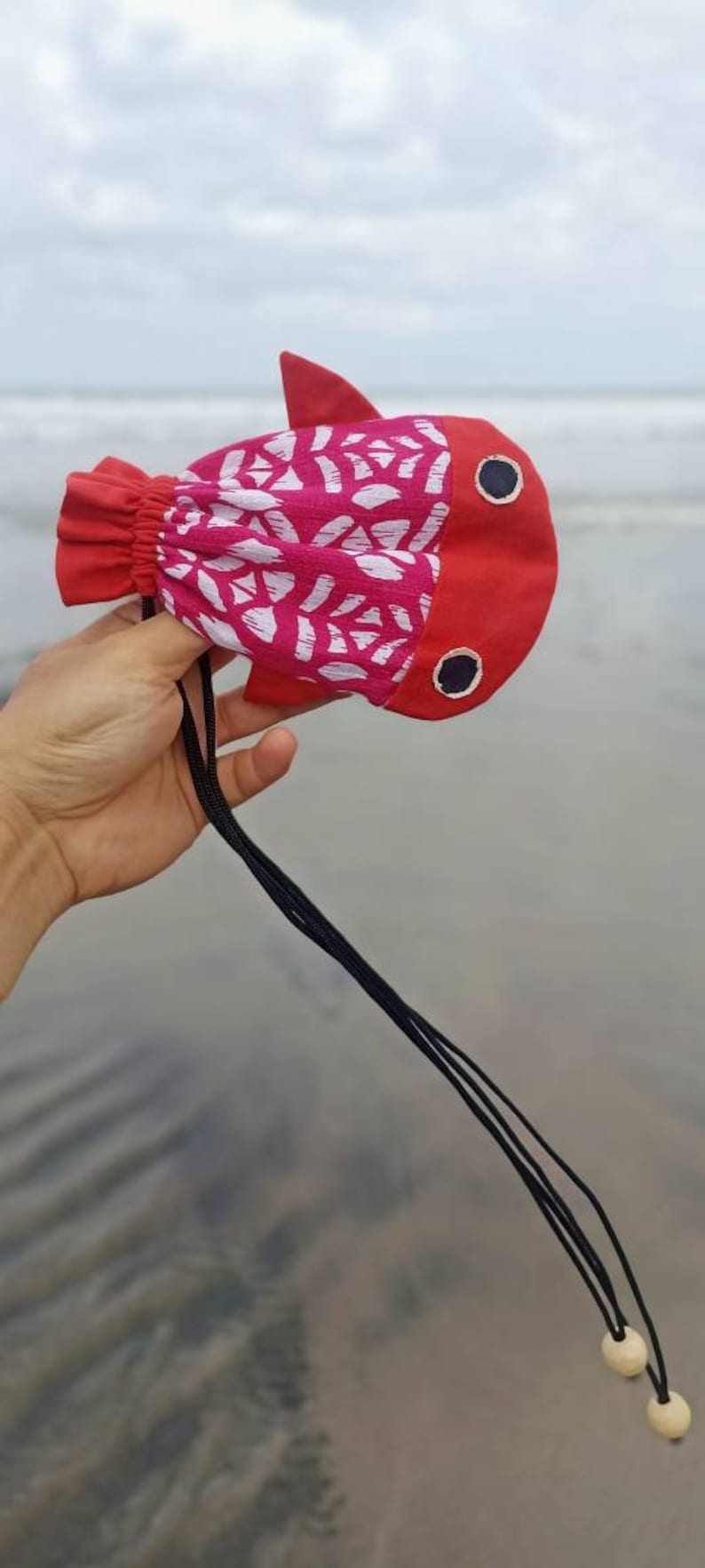 Cute fish pouch, goldfish bag, koi bag, kinchaku, drawstring pouch, carp bag, halibut, flatfish, kimono bag, cable pouch, multipurpose bag image 4