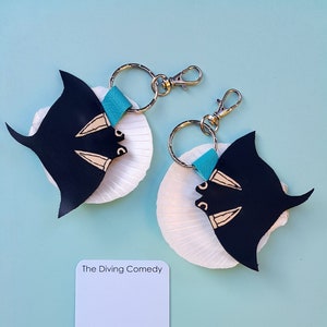 Whale shark keychain, hammerhead shark, mola mola,manta ray,cute,bag tag, mobula, funny, zipper tag, sunfish, stitched leather, faux leather image 5