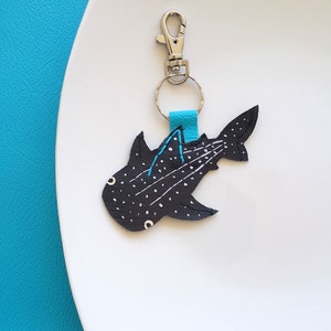 Whale shark keychain, hammerhead shark, mola mola,manta ray,cute,bag tag, mobula, funny, zipper tag, sunfish, stitched leather, faux leather image 3