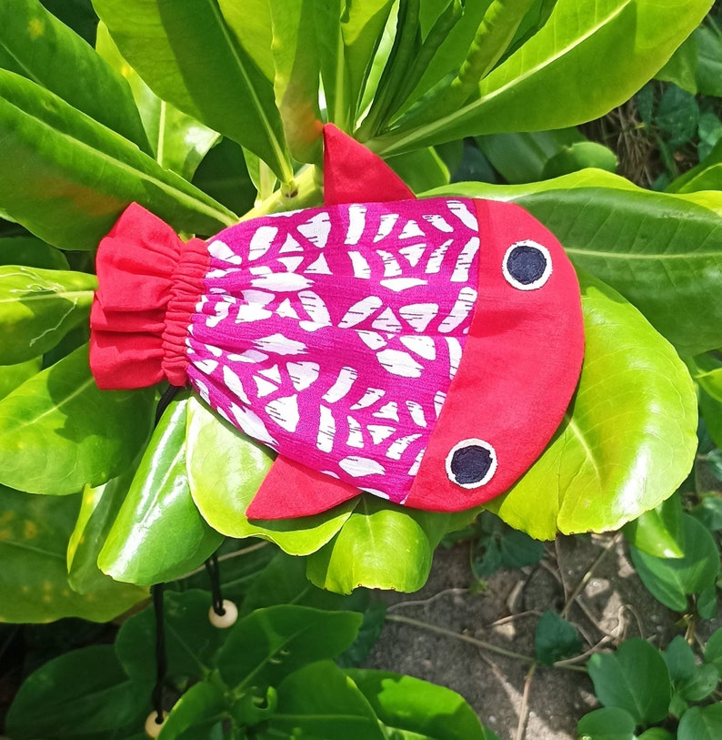 Cute fish pouch, goldfish bag, koi bag, kinchaku, drawstring pouch, carp bag, halibut, flatfish, kimono bag, cable pouch, multipurpose bag image 8