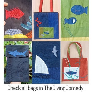 Cute fish pouch, goldfish bag, koi bag, kinchaku, drawstring pouch, carp bag, halibut, flatfish, kimono bag, cable pouch, multipurpose bag image 6