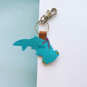 Whale shark keychain, hammerhead shark, mola mola,manta ray,cute,bag tag, mobula, funny, zipper tag, sunfish, stitched leather, faux leather image 7