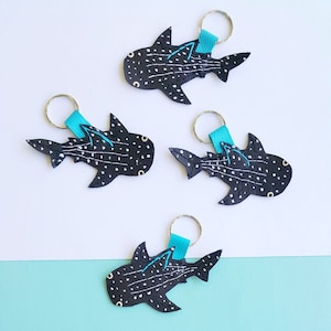 Whale shark keychain, hammerhead shark, mola mola,manta ray,cute,bag tag, mobula, funny, zipper tag, sunfish, stitched leather, faux leather image 2