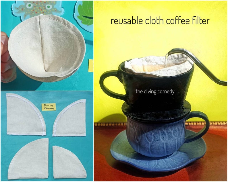 Set 2 Reusable Coffee Filter Unbleached Cotton Fabric Cotton Etsy
