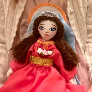 Virgin Mary Rag Doll, Blessed Mother Cloth Doll, Catholic Saint Fabric Dolls, Catholic Handmade Toys, Catholic Gifts for Girl Daughter Niece