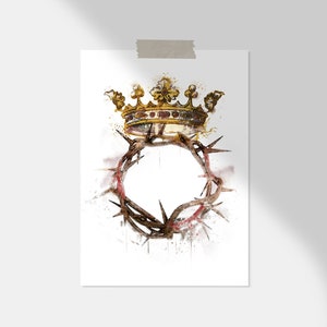 Crown of Thorns Printable Poster Size 20x30 Image, Christ the King Devotional Catholic Wall Art, Religious Easter Art by BenedictaBoutique