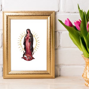 Our Lady of Guadalupe Printable Image, Catholic Illustration Art, Devotional Wall Art Print by BenedictaBoutique