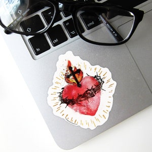 Most Sacred Heart of Jesus Catholic Vinyl Sticker, Decals for Laptop, Water bottle or Car, Saint Stickers, Catholic Gift Idea