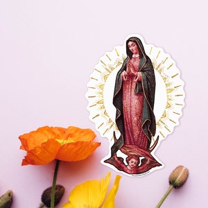 Our Lady of Guadalupe Catholic Vinyl Sticker, Catholic Saints Decal Stickers for Laptop, Water bottle or Car, Catholic Gift Idea for Mom