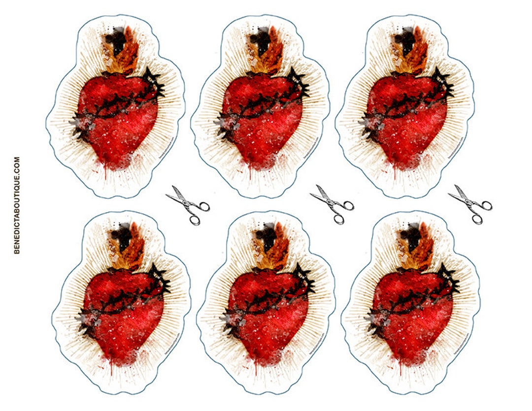 Sacred Heart of Jesus Catholic Printable Sticker Sheet Decals - Etsy