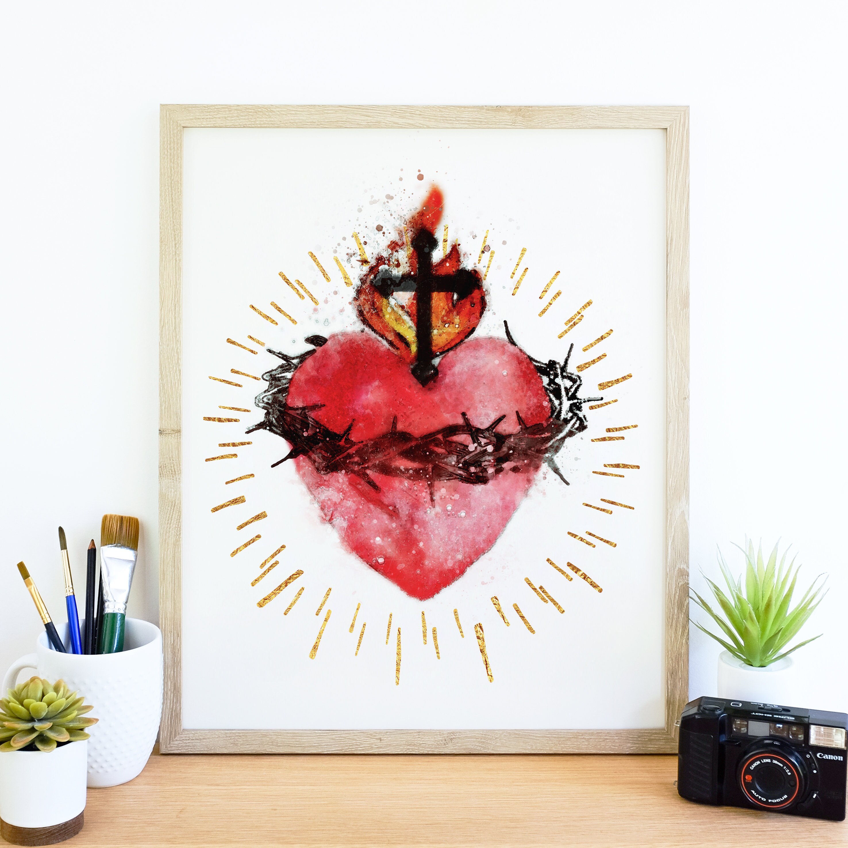 Most Sacred Heart of Jesus Printable Catholic Illustration - Etsy