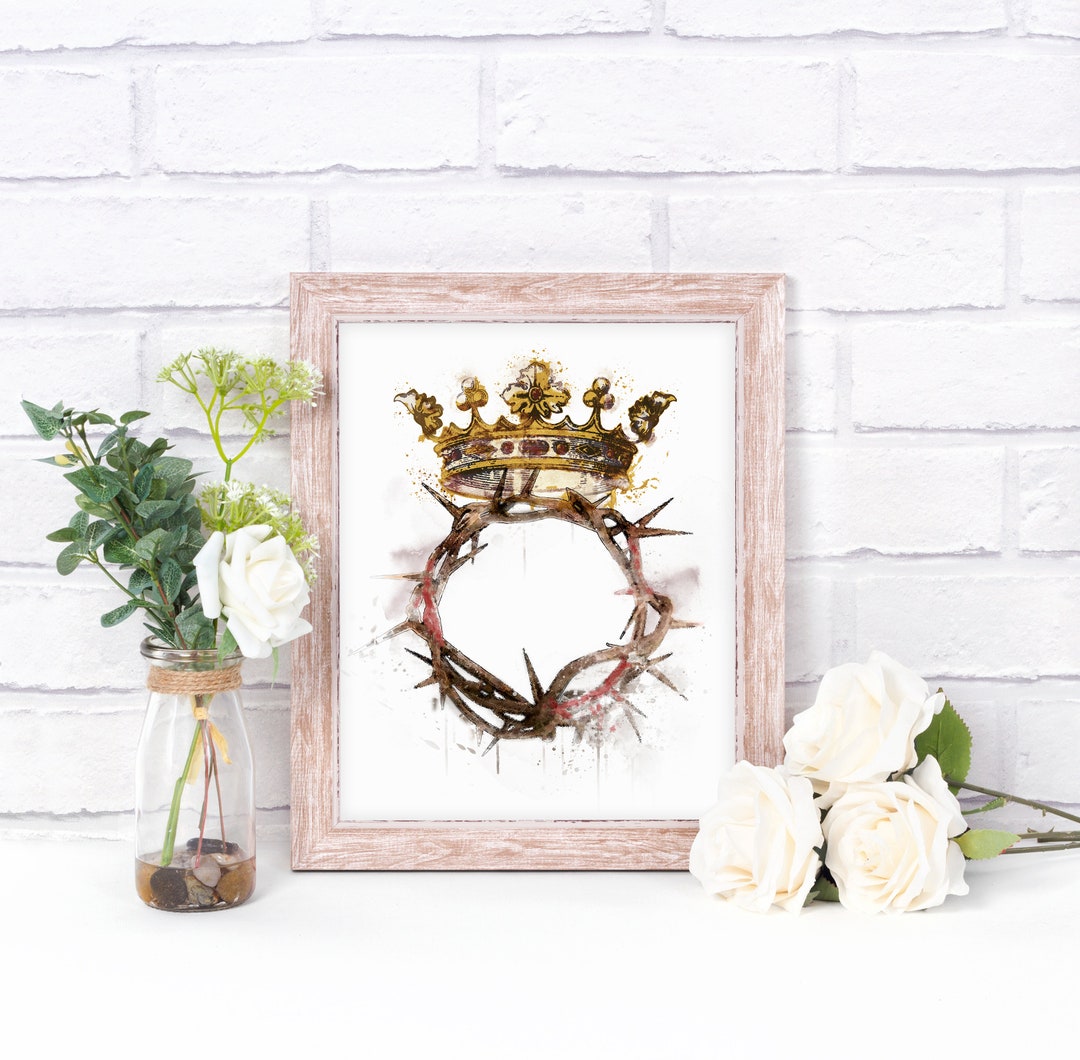 Crown of Thorns Watercolour Art Print, Christ the King Devotional ...