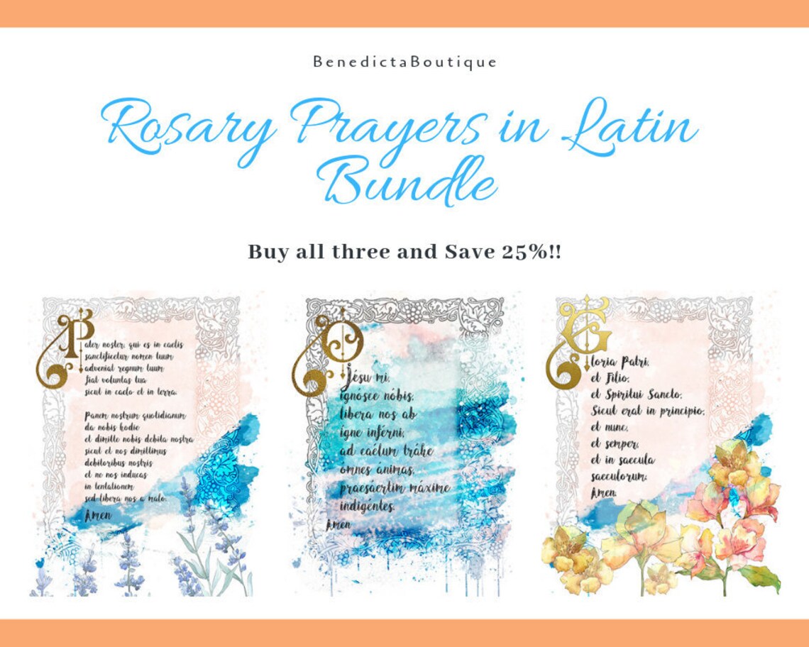 Rosary Prayers in Latin Bundle Catholic Printable Wall Art - Etsy