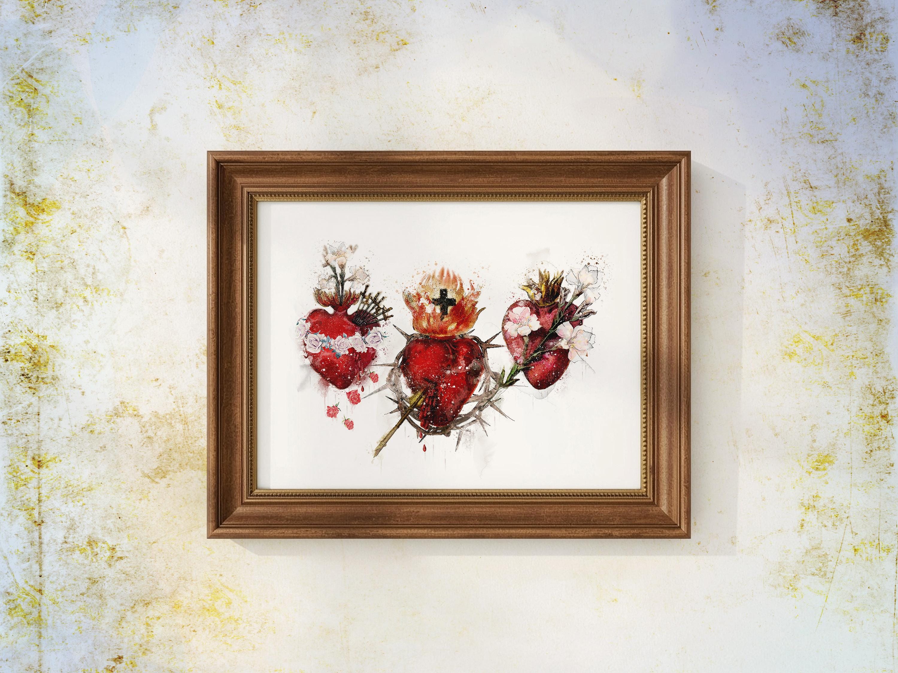 Prayer Corner Decor Holy Family Hearts Sacred Heart Jesus